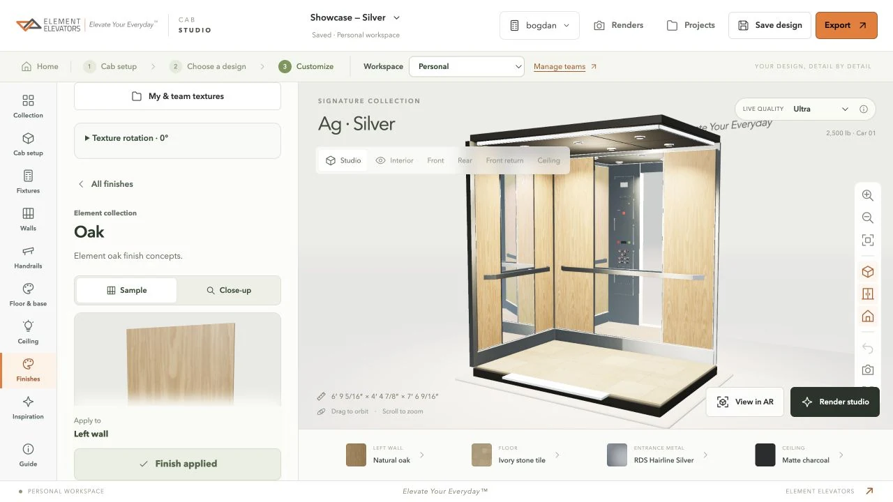 Find its character. Actual desktop studio controls shown in an example project.